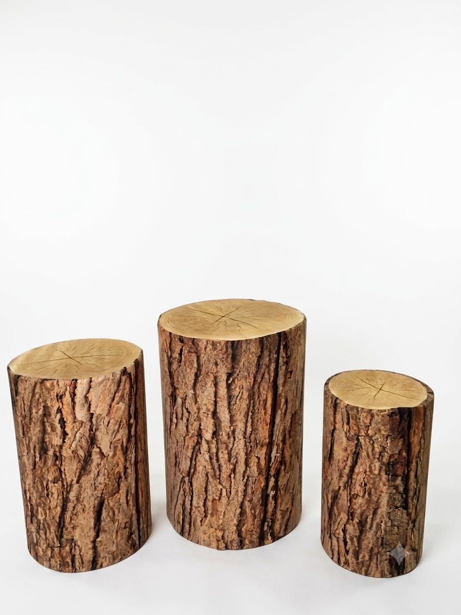 Trio Cilindros Telas Imitacion Madera Corteza