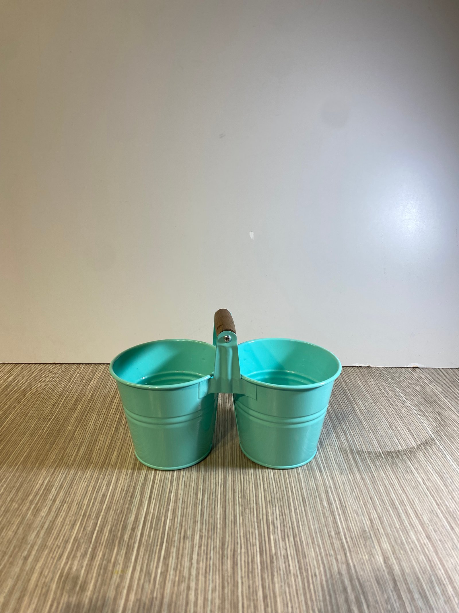 Matero Doble Verde Agua Con Agarradera Madera