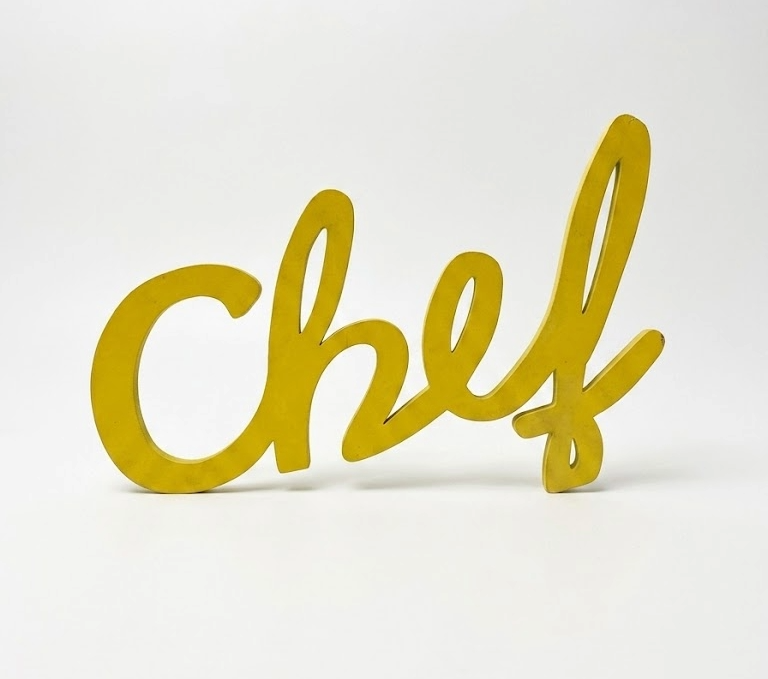 Palabra Chef En Madera Amarillo