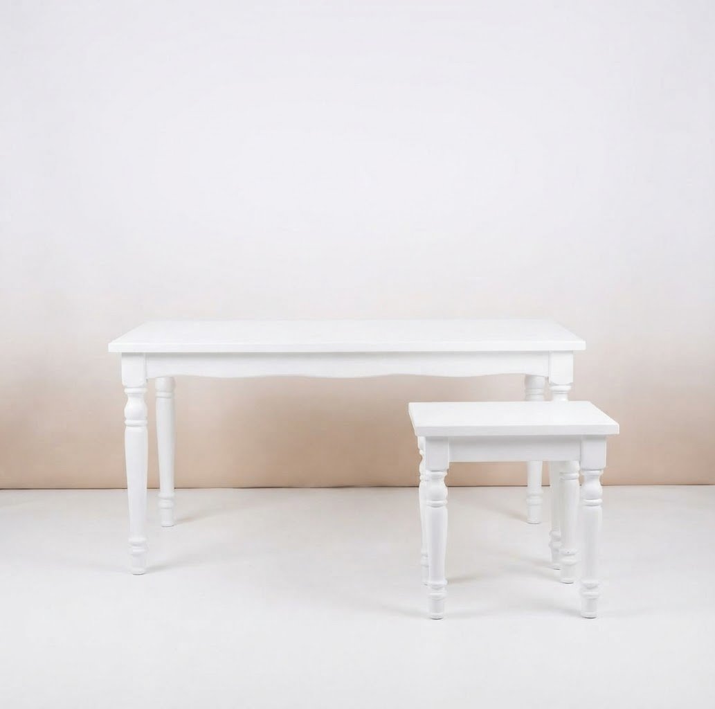 Mesa Principal Blanca Patas Torno 1.60X80