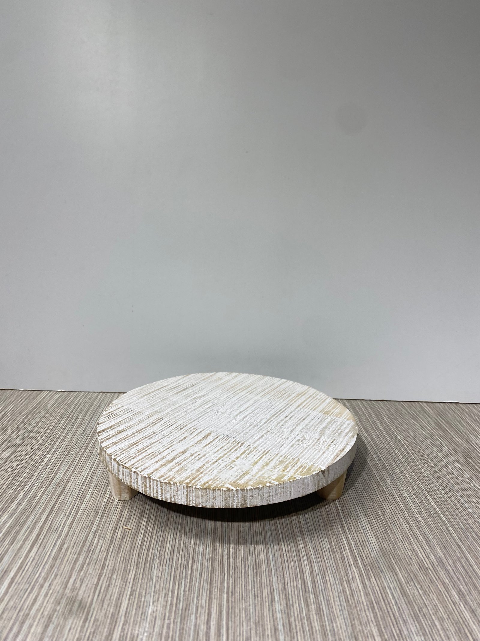 Tortera Madera Redonda Blanca Decape Bajita