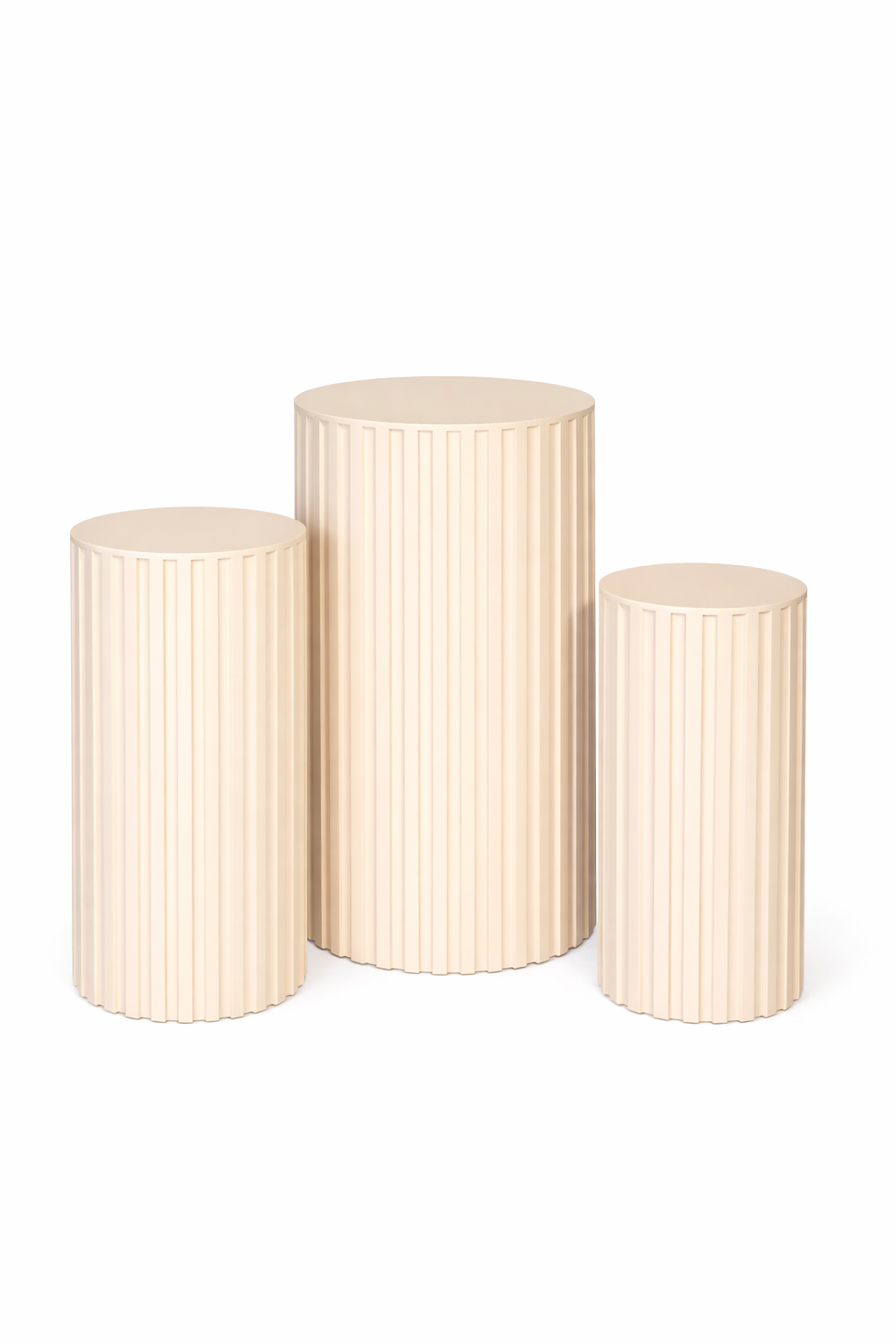 Juego X3 Cilindros Ranurados Beige Tablillas