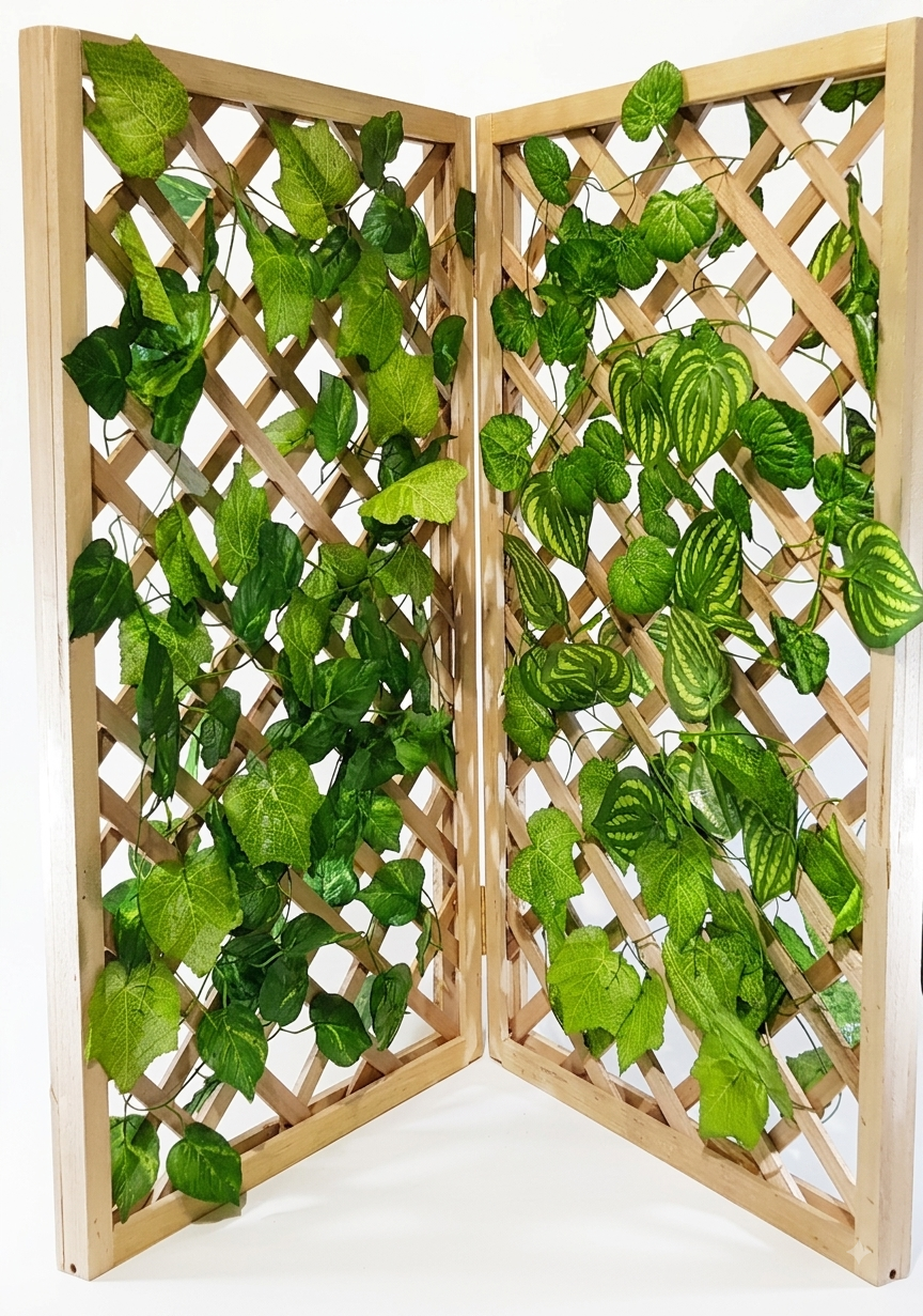 Biombo Madera Dos Brazos Y Enredaderas