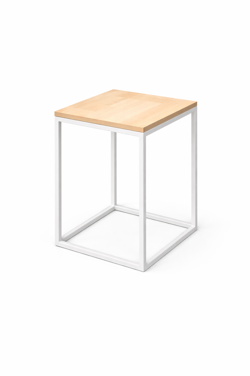 Mesa Herraje Blanco Tapa Madera Pequeña