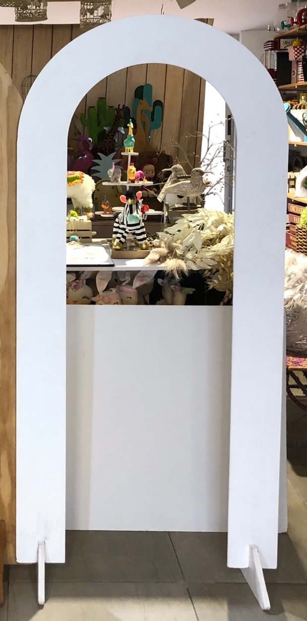 ESTRUCTURA MADERA SILUETA BLANCA PUNTA OVALADA