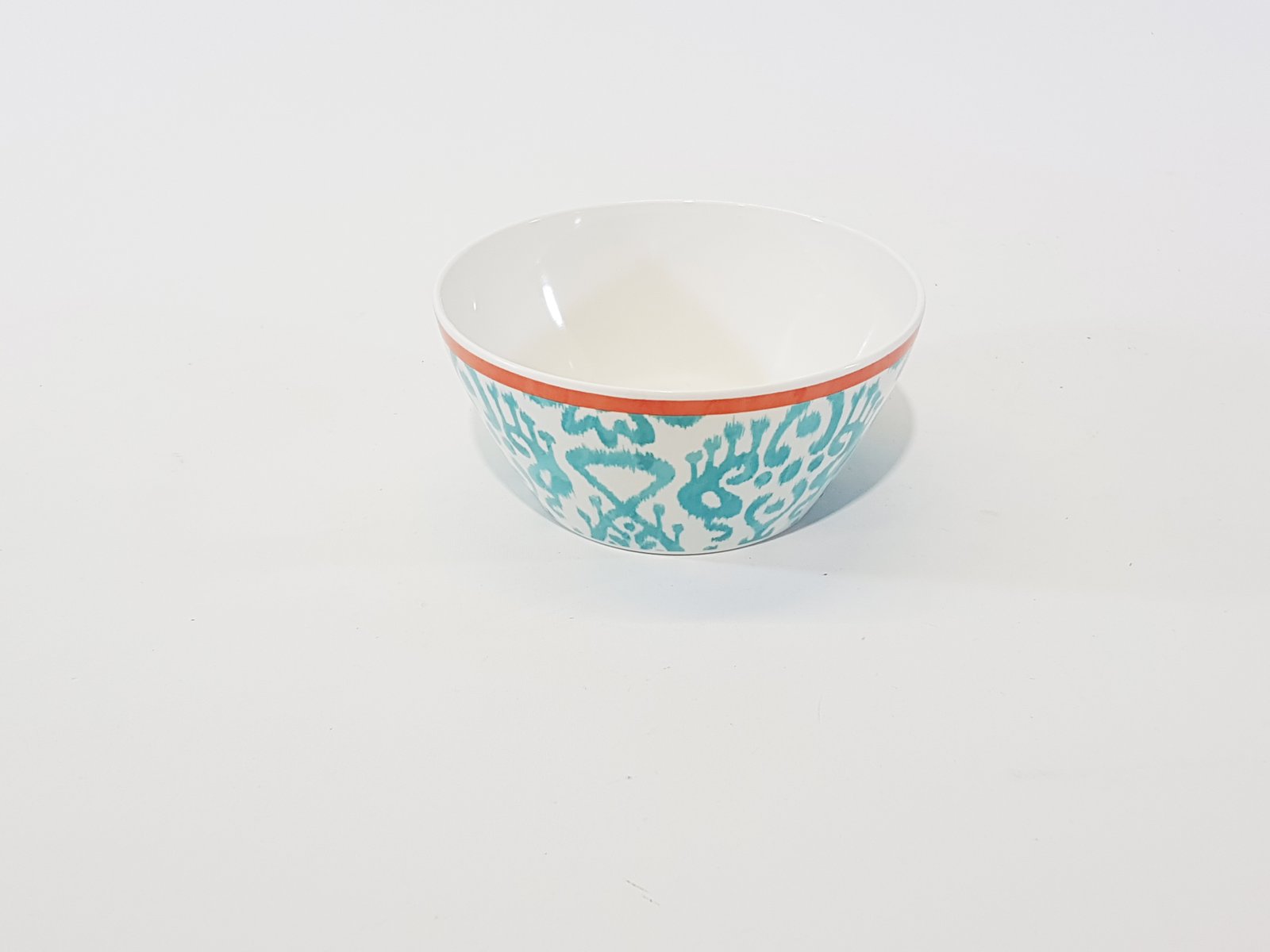 Recipiente Acrílico Hondo Blanco Con Azul Borde Rojo