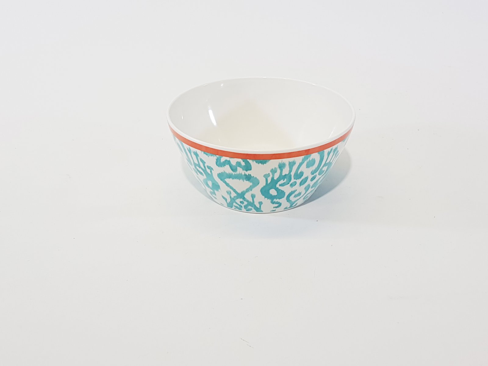 Recipiente Acrílico Hondo Blanco Con Azul Borde Rojo