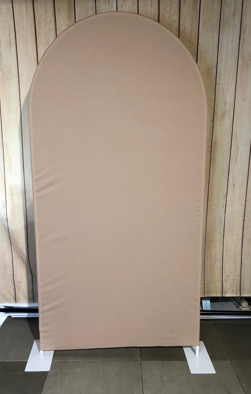 ESTRUCTURA MAS TELA CAFE OSCURA PUNTA OVALADA