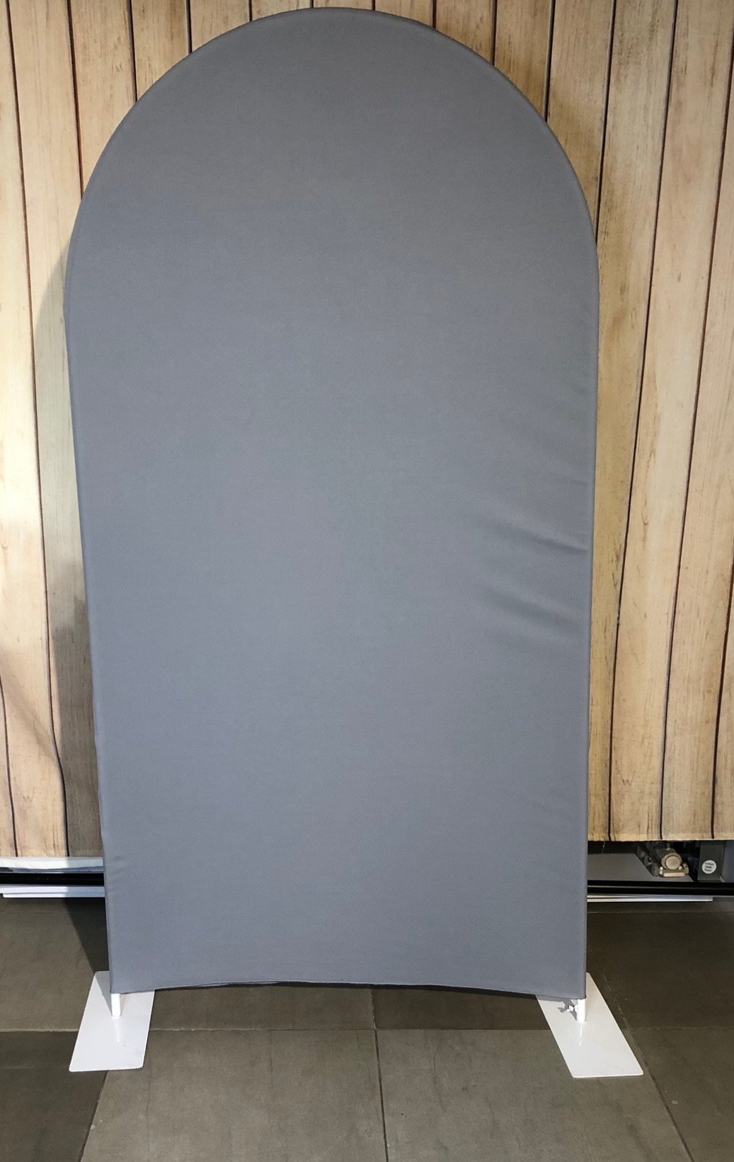 ESTRUCTURA MAS TELA GRIS PUNTA OVALADA