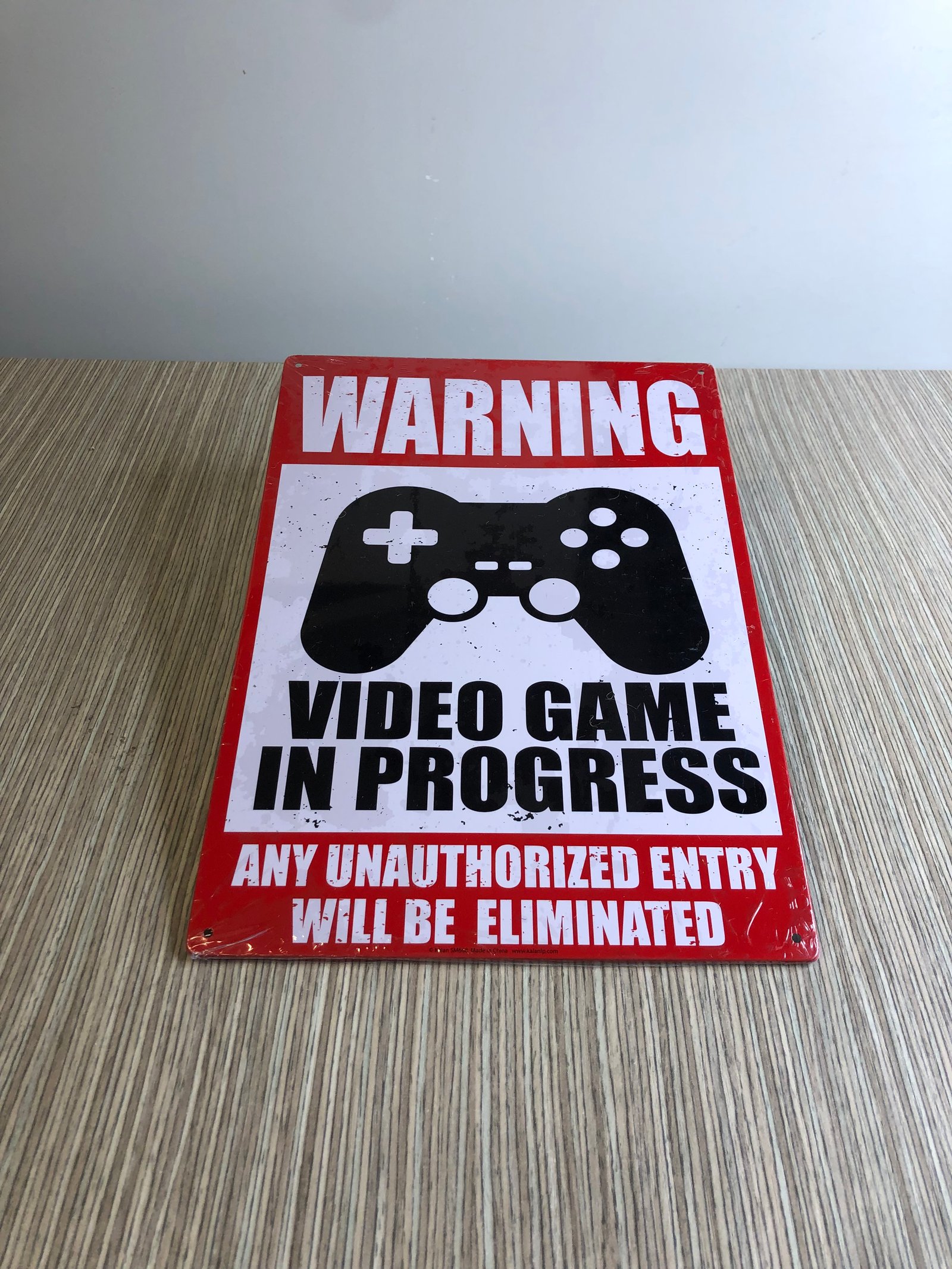 PLACA METALICA WARNING VIDEO GAME