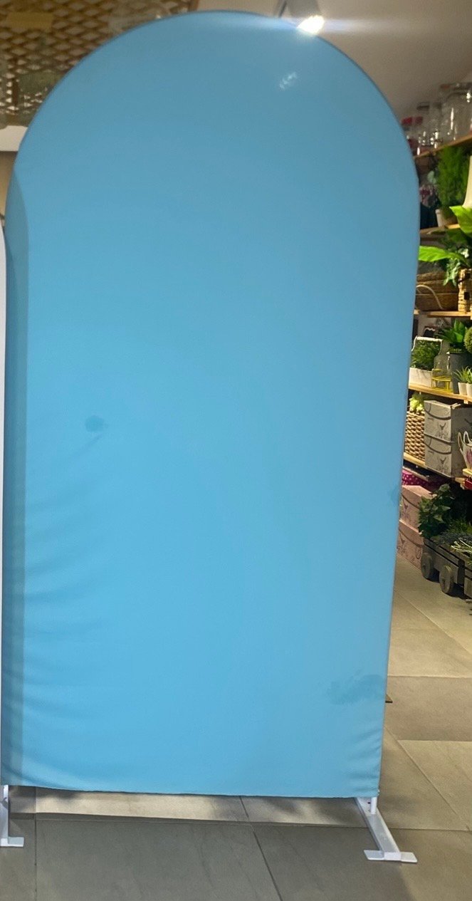 ESTRUCTURA MAS TELA AZUL CIELO PUNTA OVALADA