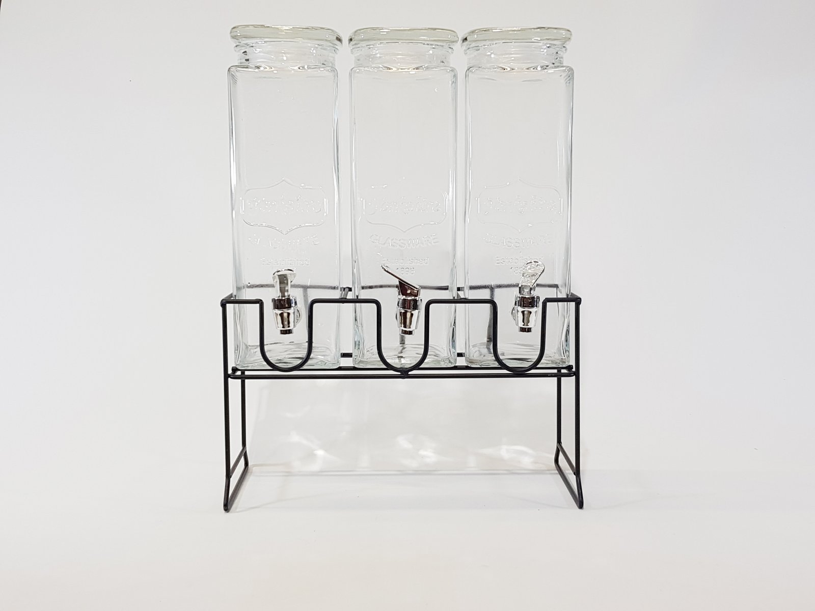 Dispensador Vidrio Trio Alargado Base Negra