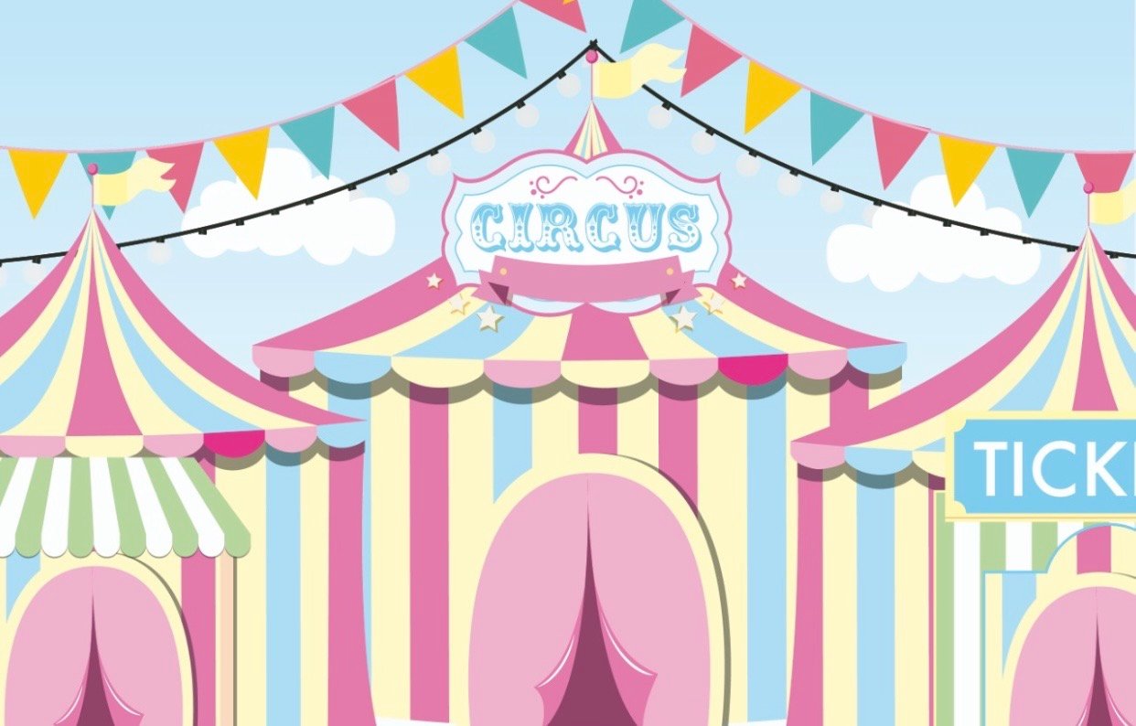 ESTRUCTURA AJUSTABLE MAS LONA CIRCO PASTEL