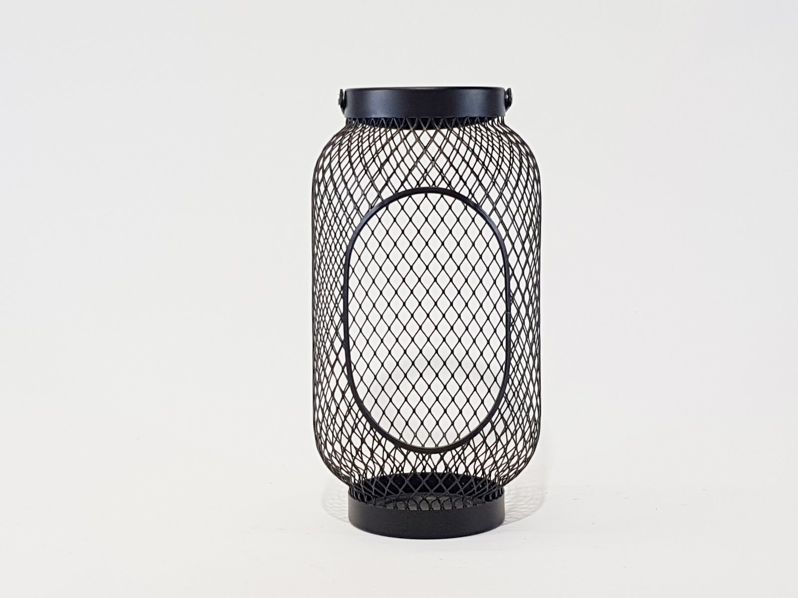 Farol Metálico Negro Enrejado Mediano