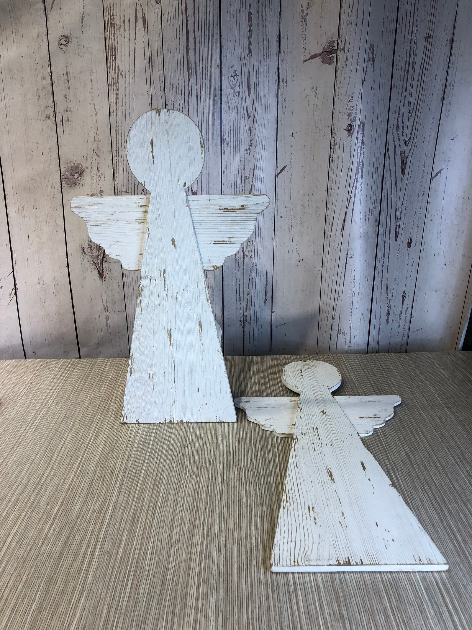 Angel Madera Blanco Para Colgar Alto