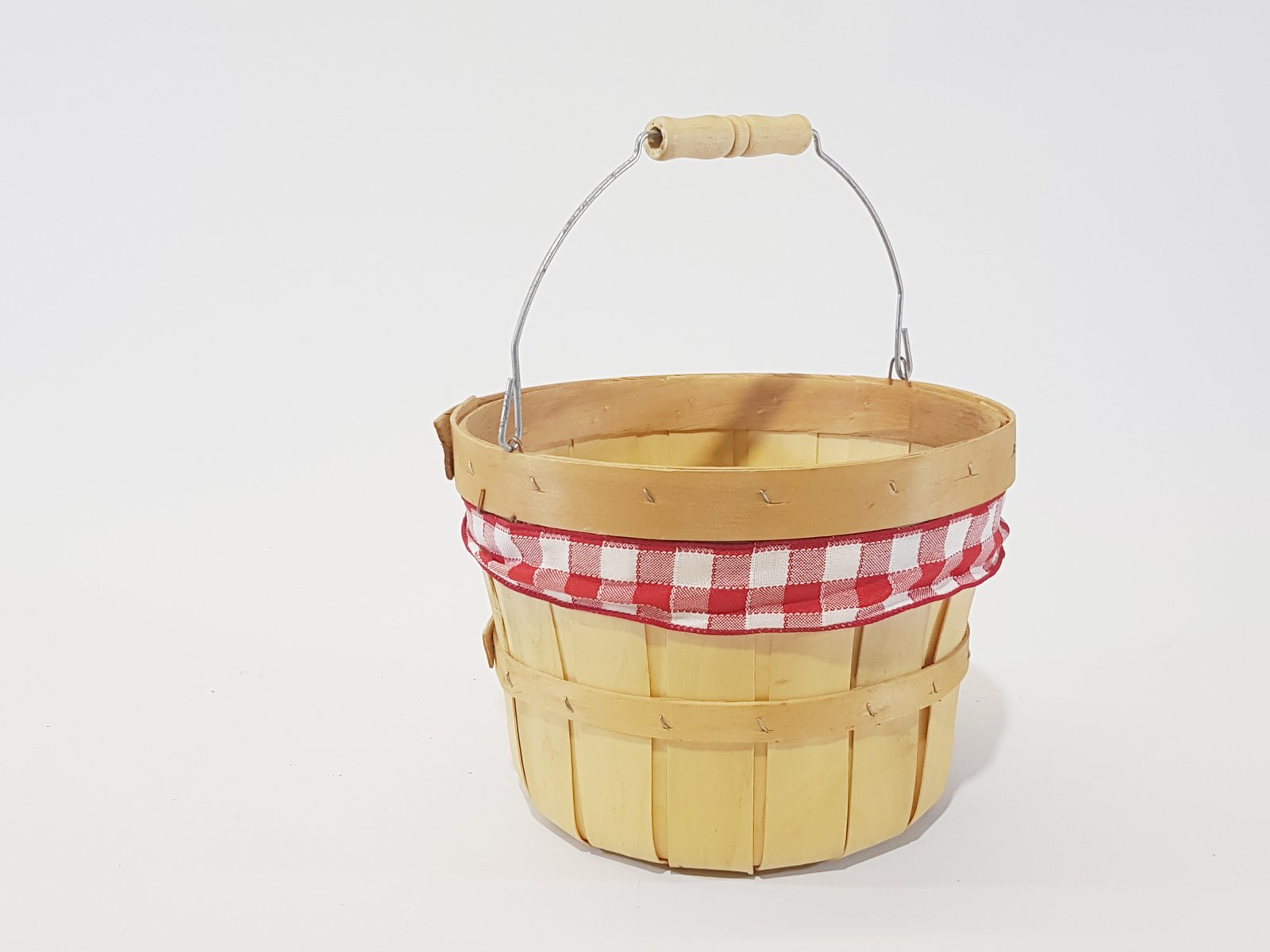 Balde Madera Picnic Con Agarradera Cinta Roja