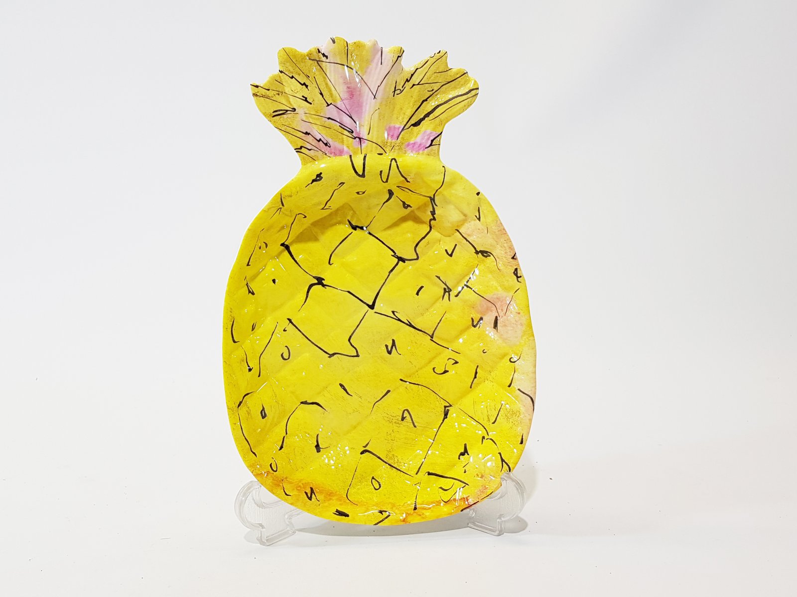 Bandeja Acrilica Forma Piña Amarilla Grande