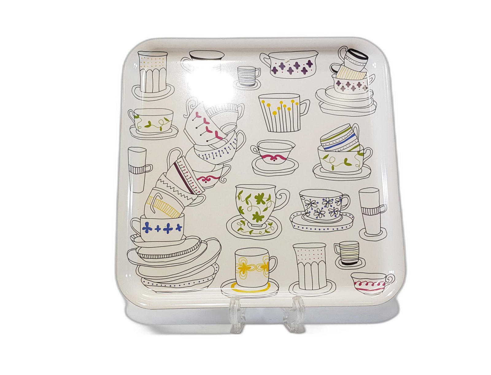 Bandeja Cuadrada Blanca Tazas