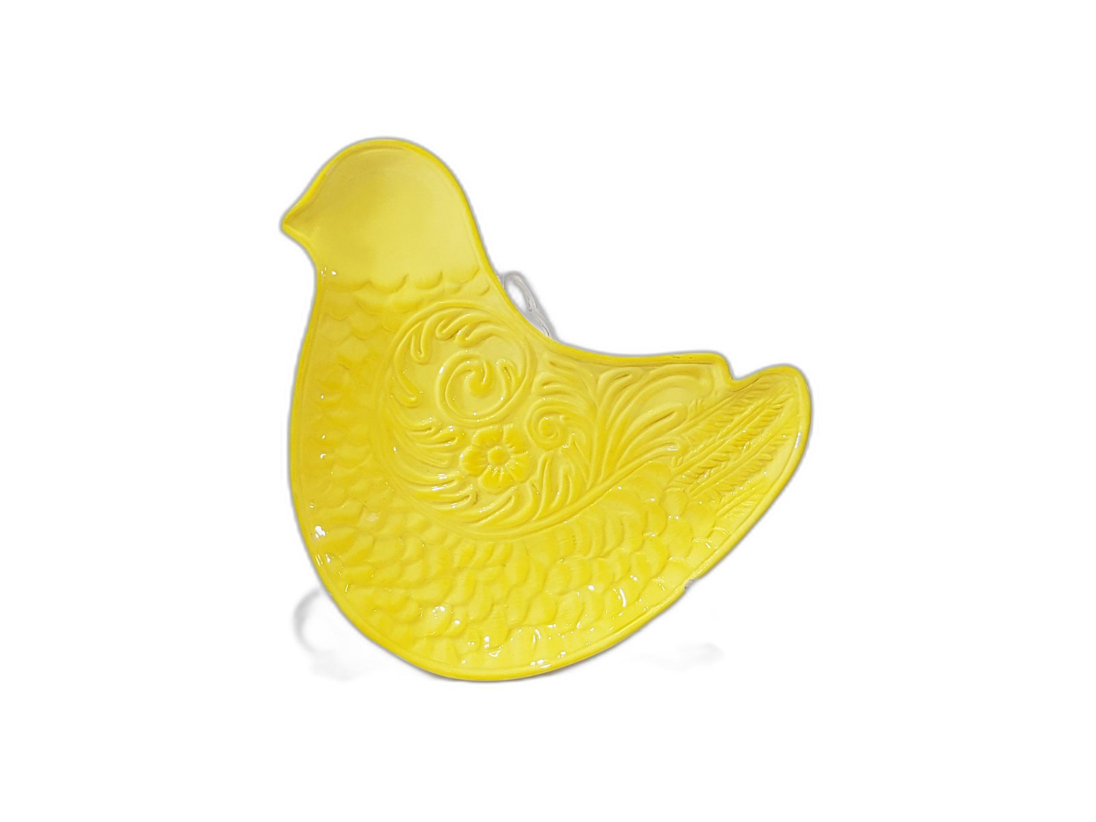 Bandeja Forma Gallina Ceramica Amarilla