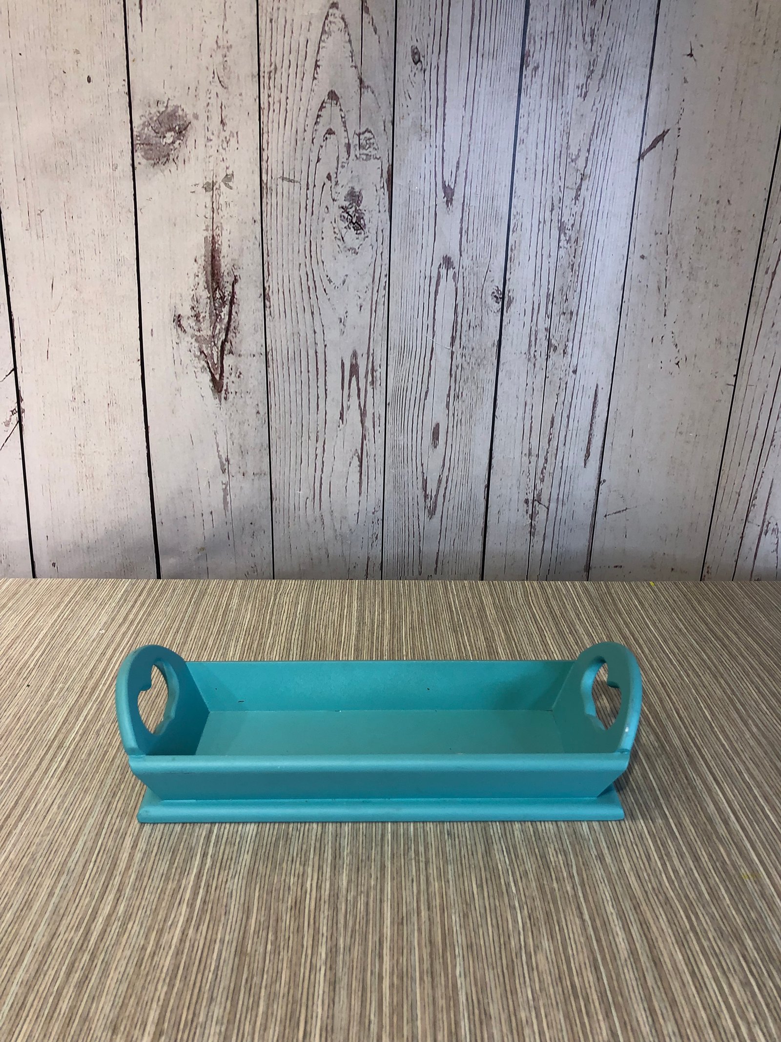 Bandeja Madera Agua Marina Rectangular Agarraderas Corazón