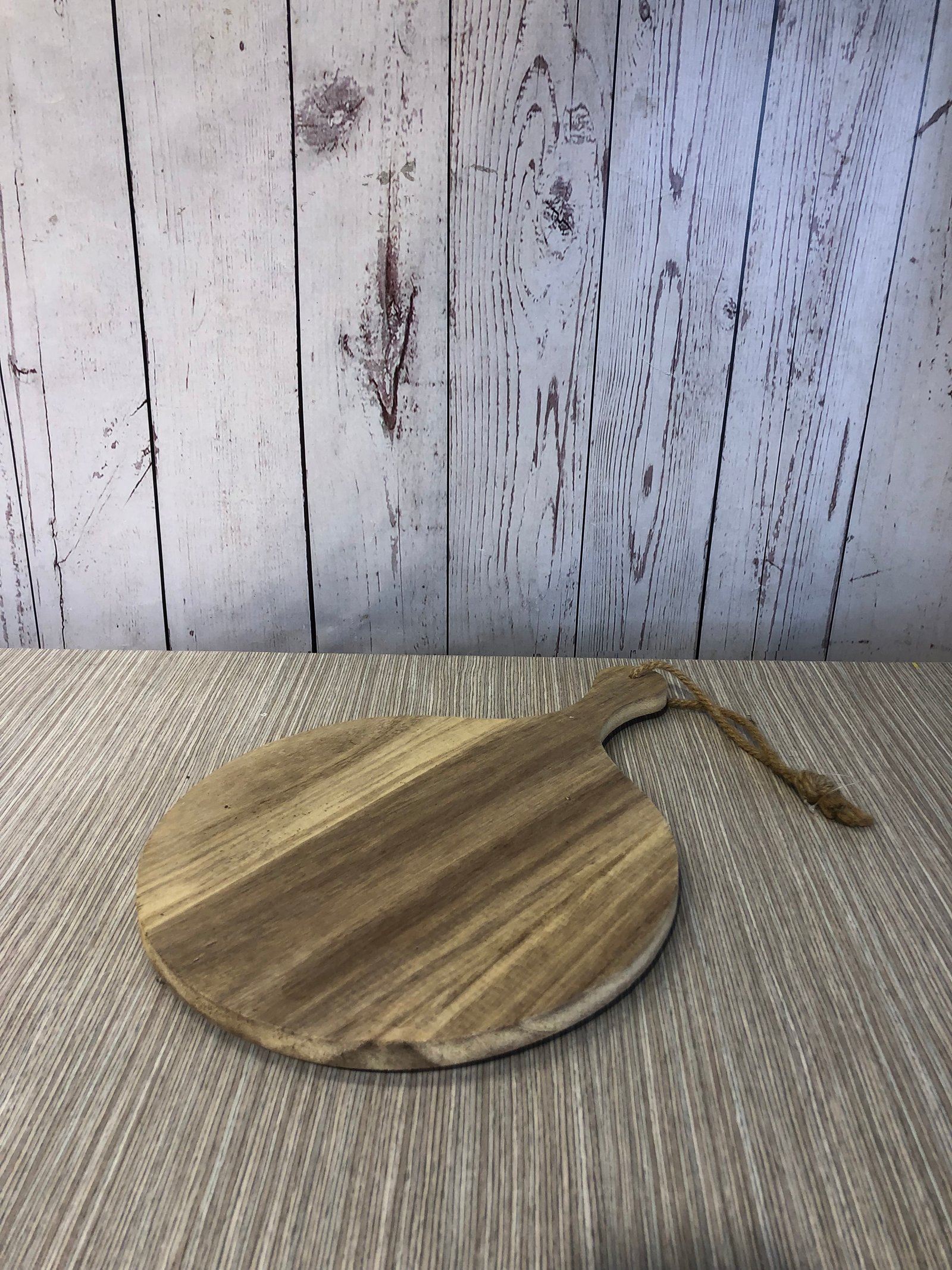 Bandeja Madera Clara Redonda Con Orificio Agarradera Cabuya