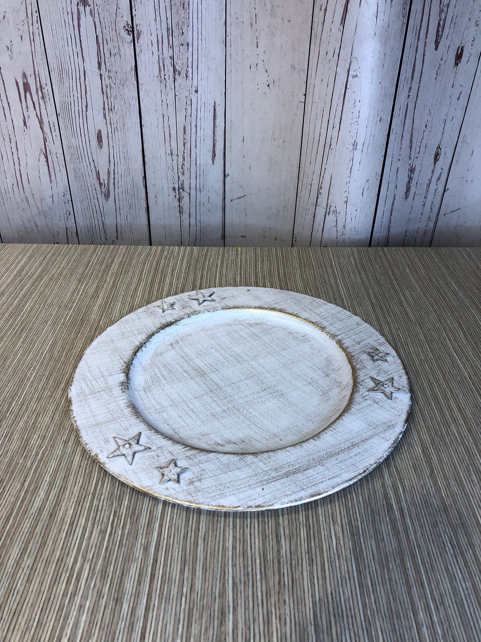 Bandeja Metalica Redonda Vintage Borde Estrellas