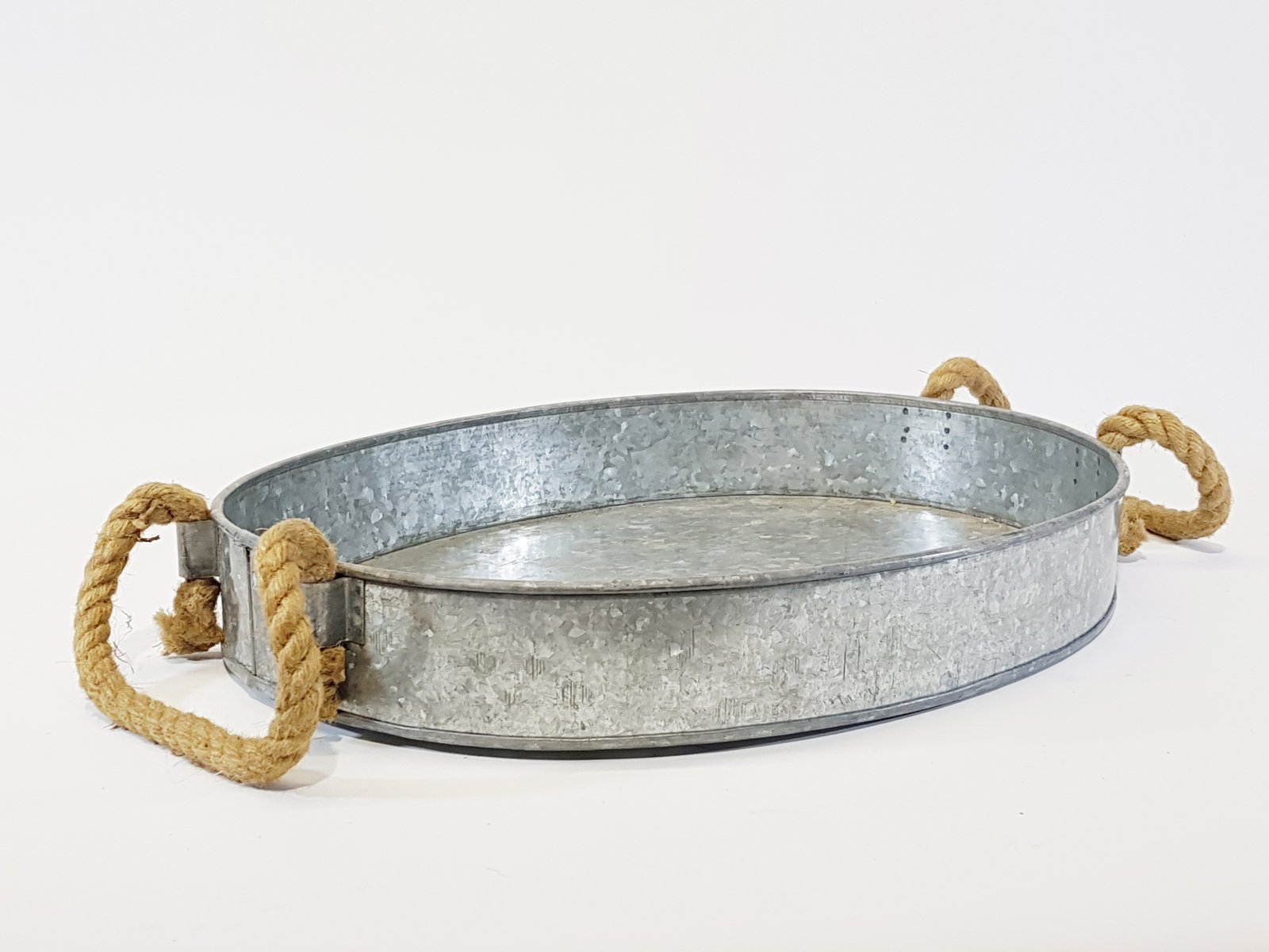 Bandeja Ovalada Laton Rustica Agarradera Cabuya Grande