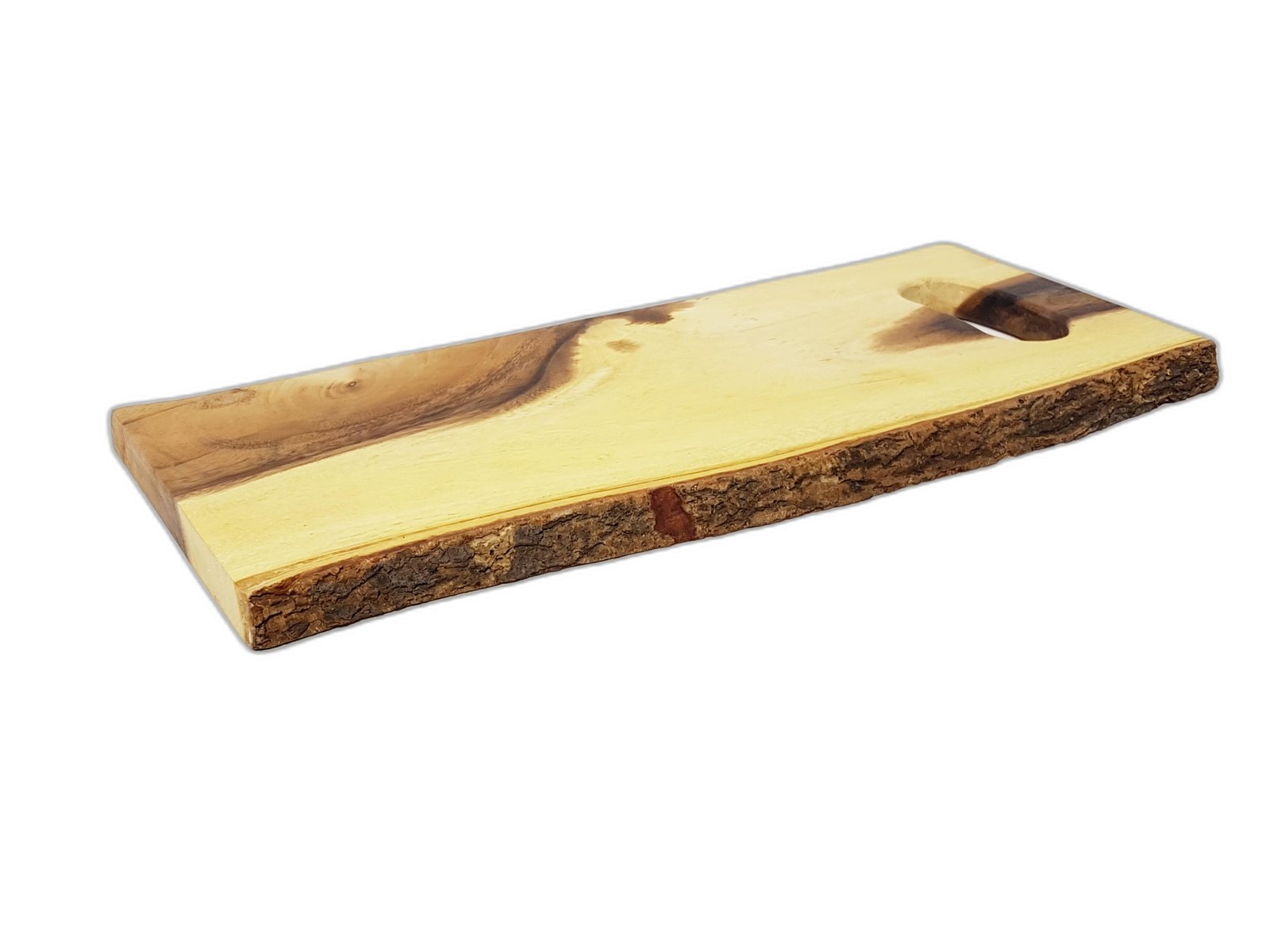 Bandeja Rectanguar Madera Borde Corteza Con Agarradera