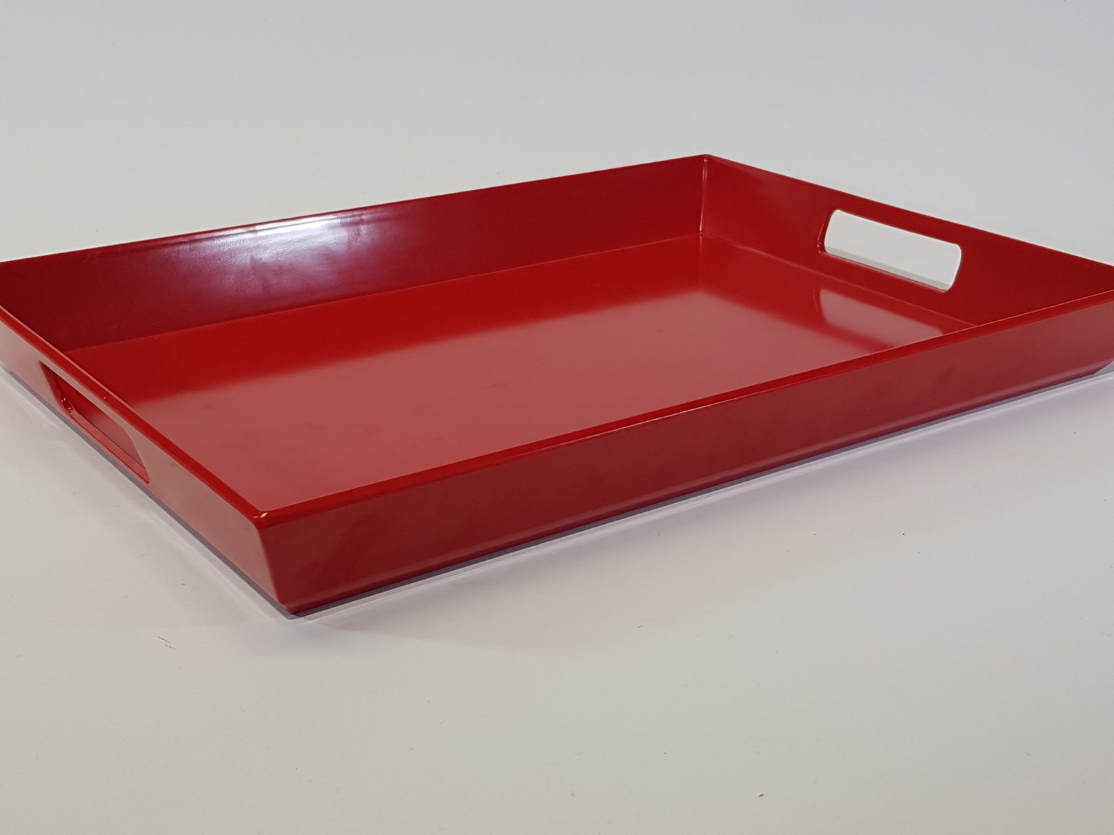 Bandeja Rectangular Acrilica Roja con Agarraderas