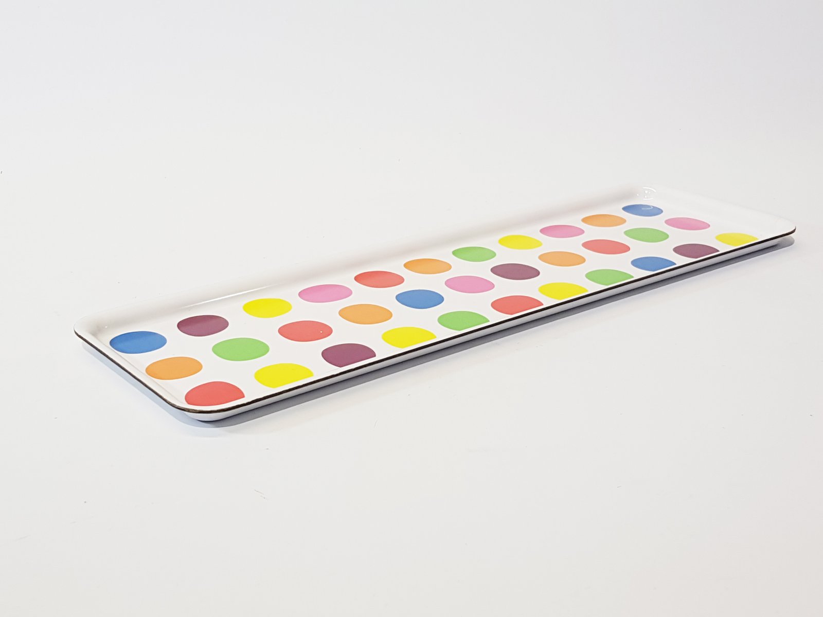 Bandeja Rectangular Blanca Bolas Colores