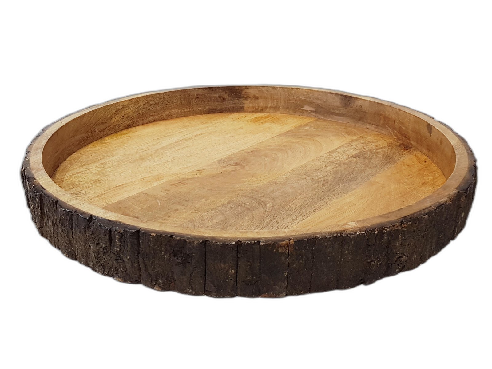 Bandeja Redonda Madera Maxi Borde Corteza