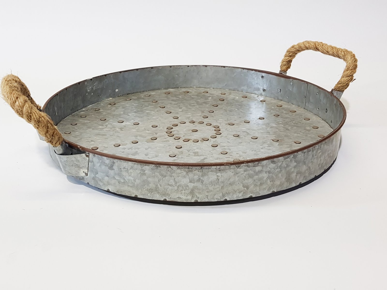 Bandeja Redonda Metalica Fondo Taches Agarradera Cabuya