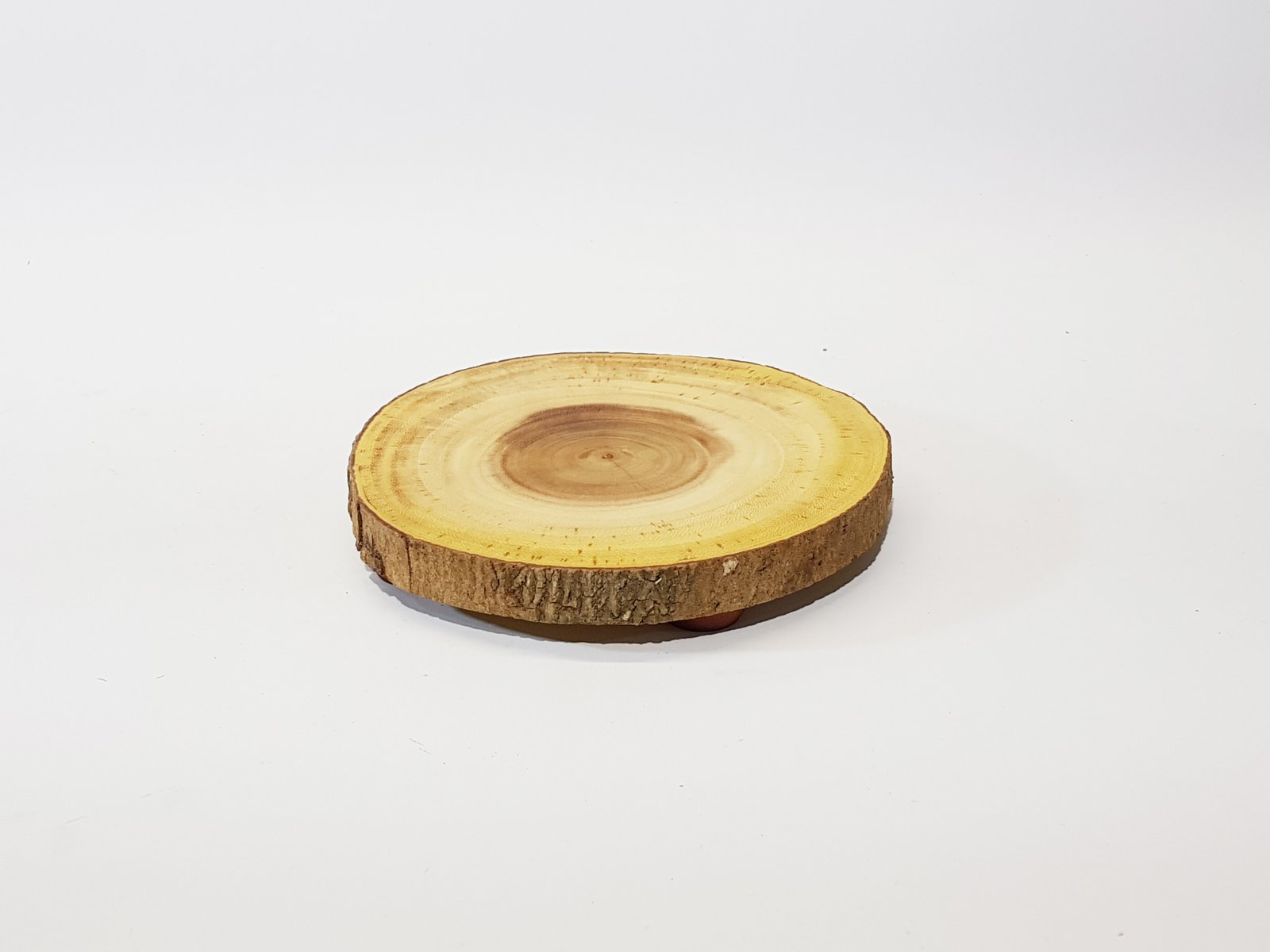 Bandeja Redonda Tipo Corteza Clara Con Mini Soportes