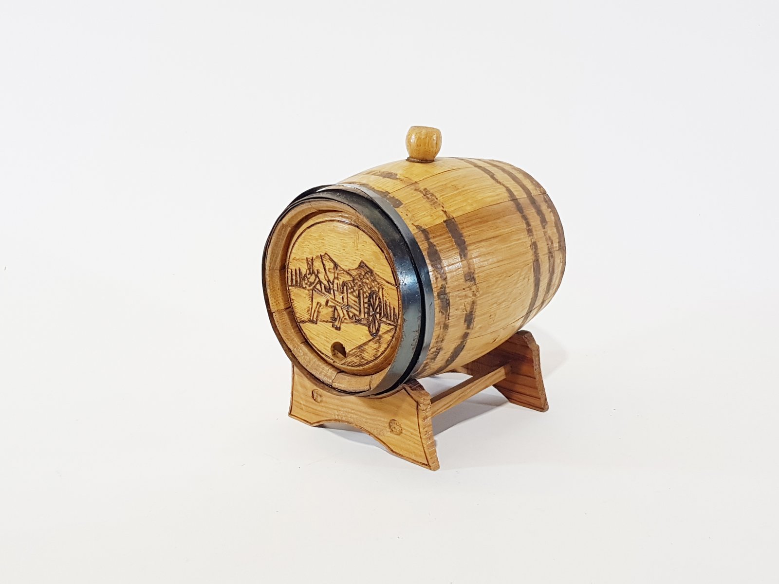 Barril Madera Pequeño Con Soporte