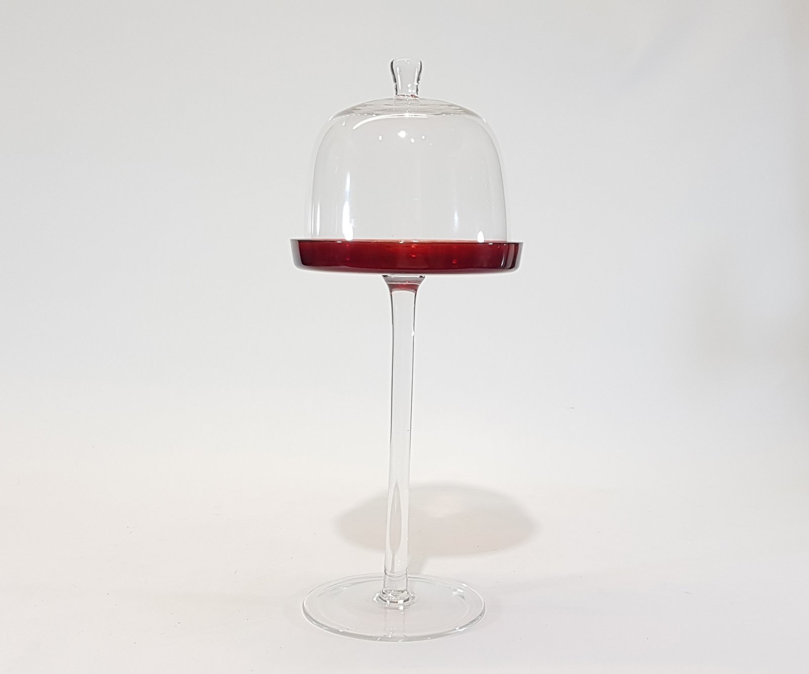 Bombonera Cristal Pedestal Rojo Alta