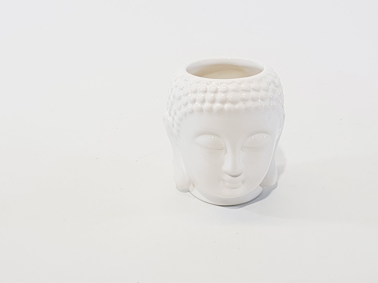 Cabeza Buda Decorativa Ceramica Blanca Pequeña