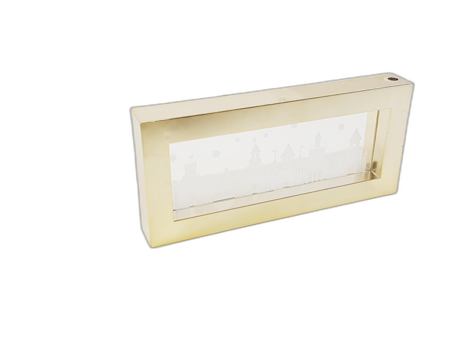 Caja Con Luz Borde Dorado Fondo Castillos