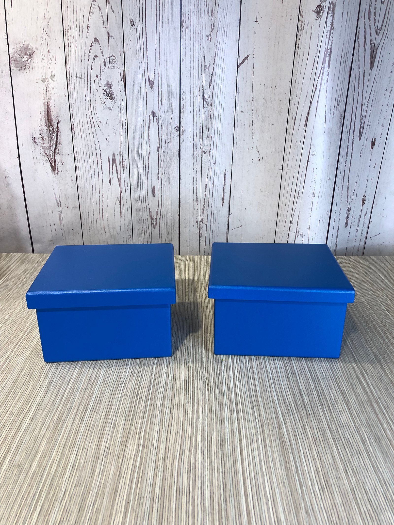Caja Cuadrada Madera Altura Azul Oscura