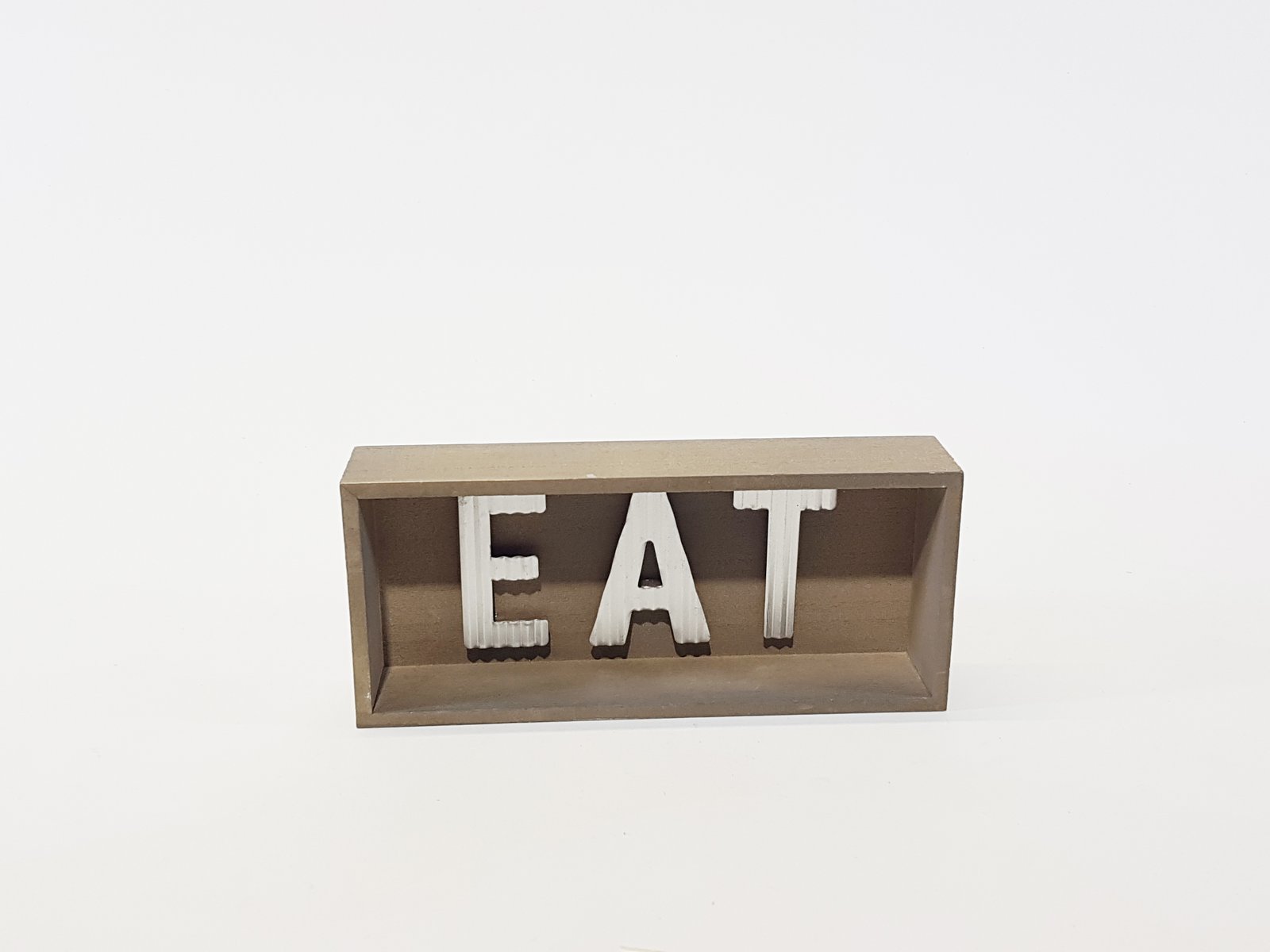 Caja Decorativa En Madera Fondo Eat Plateado