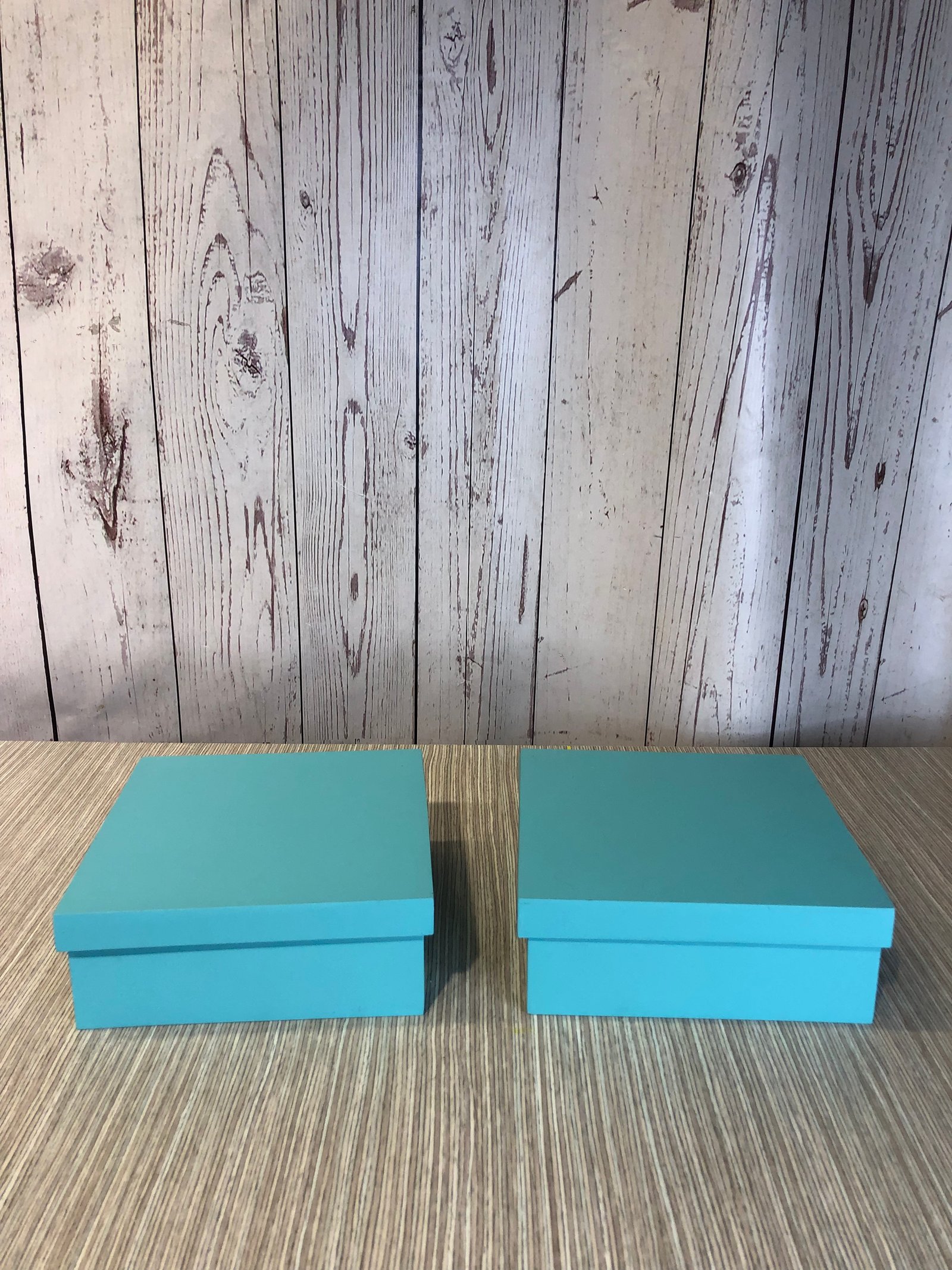 Caja Madera Agua Marina Cuadrada Con Tapa 19.5X19.5