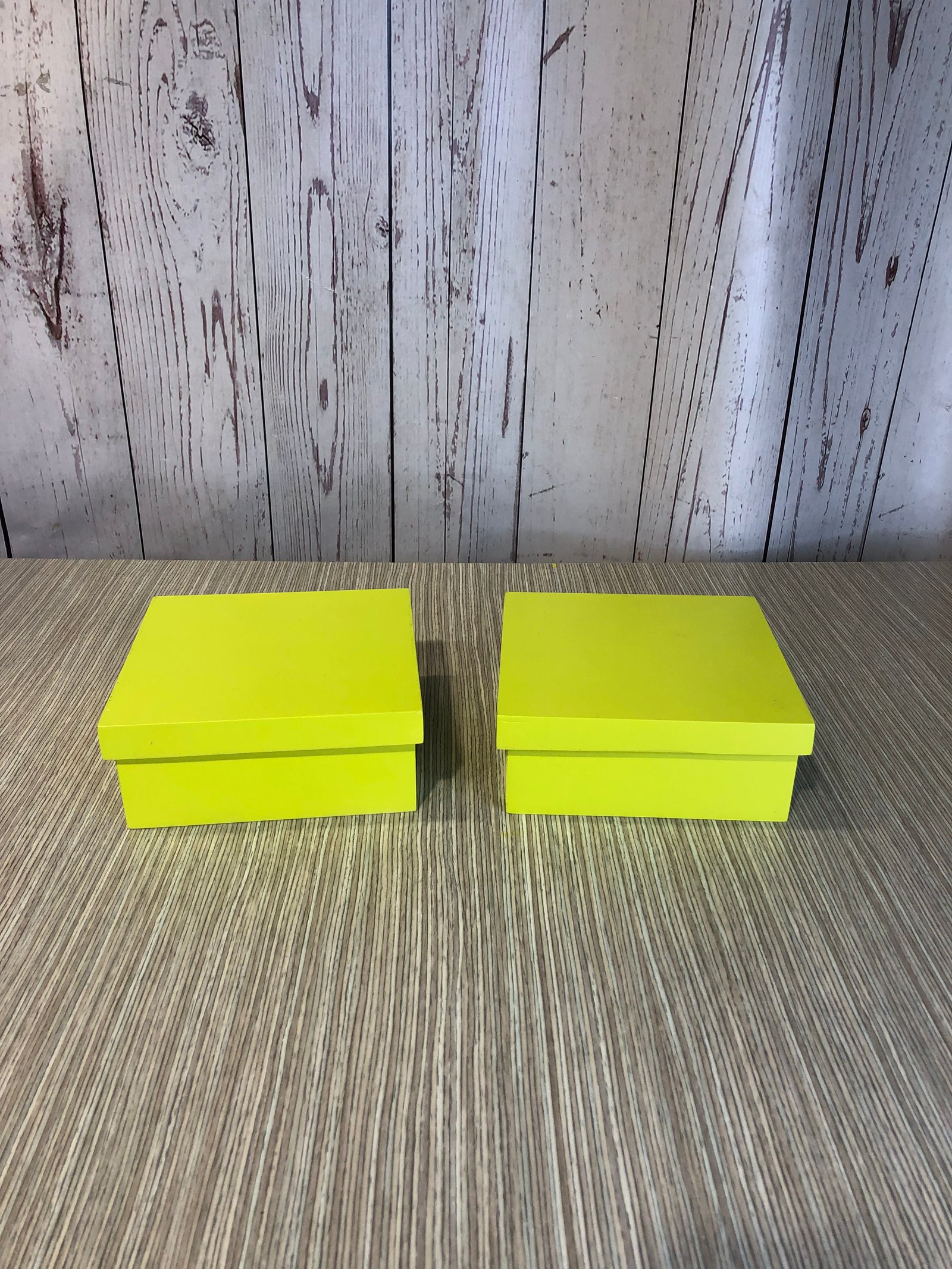 Caja Madera Con Tapa Verde Limon Cuadrada