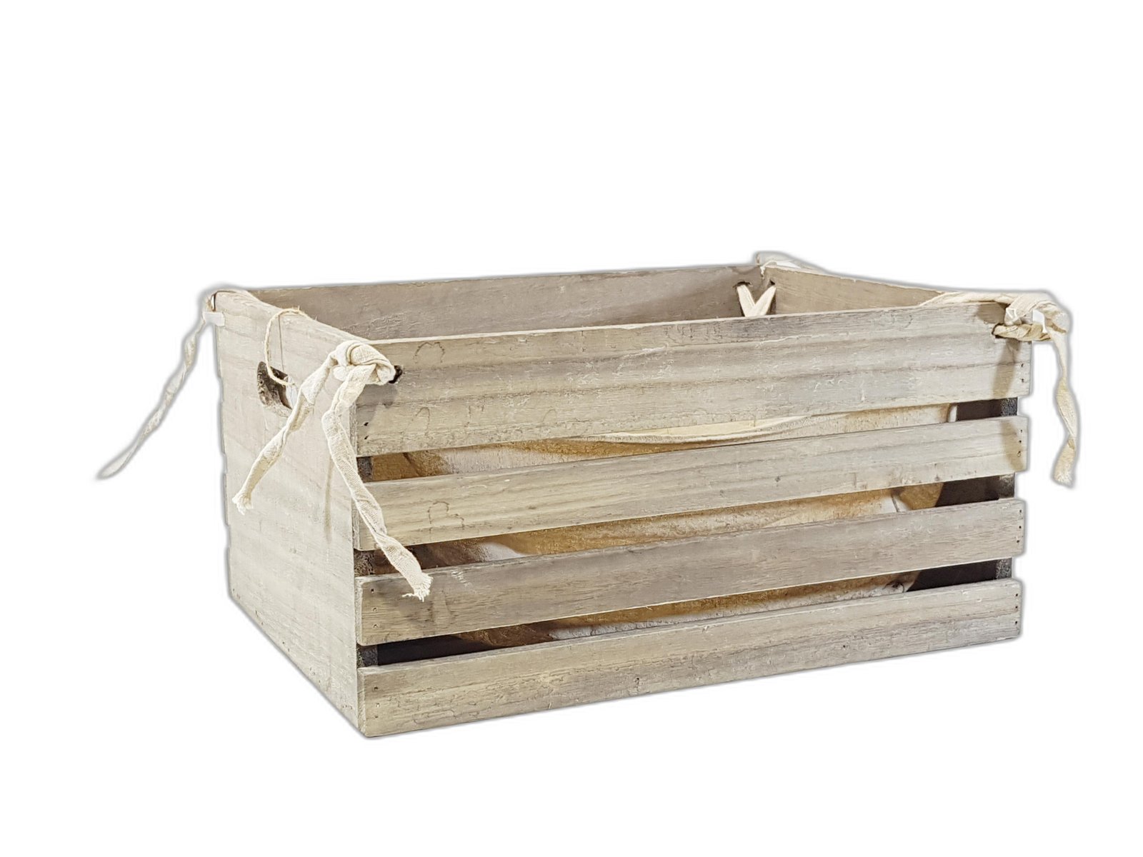Caja Madera Con Tela Gris Mediana