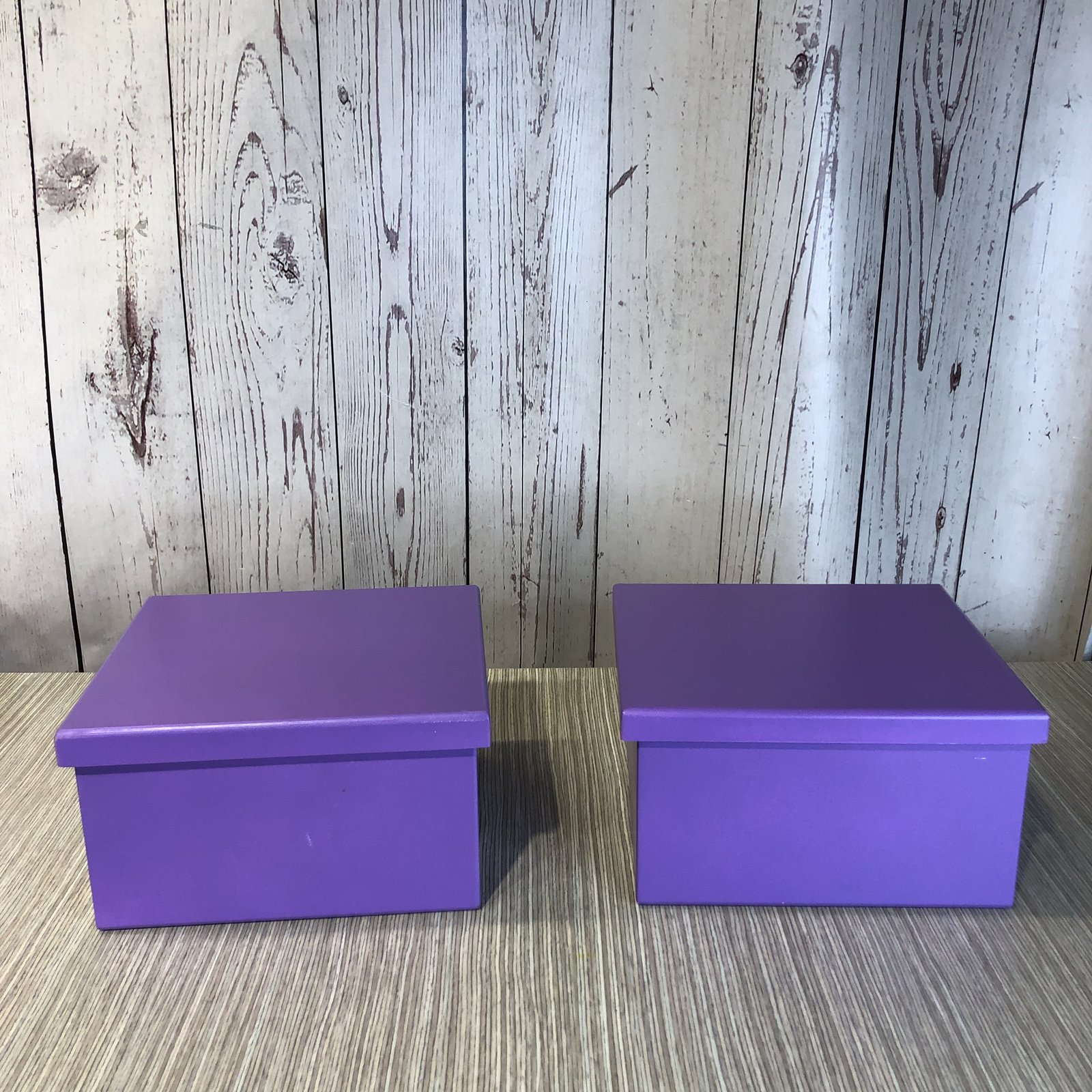 Caja Madera Morada Rectangular Con Tapa 22X20