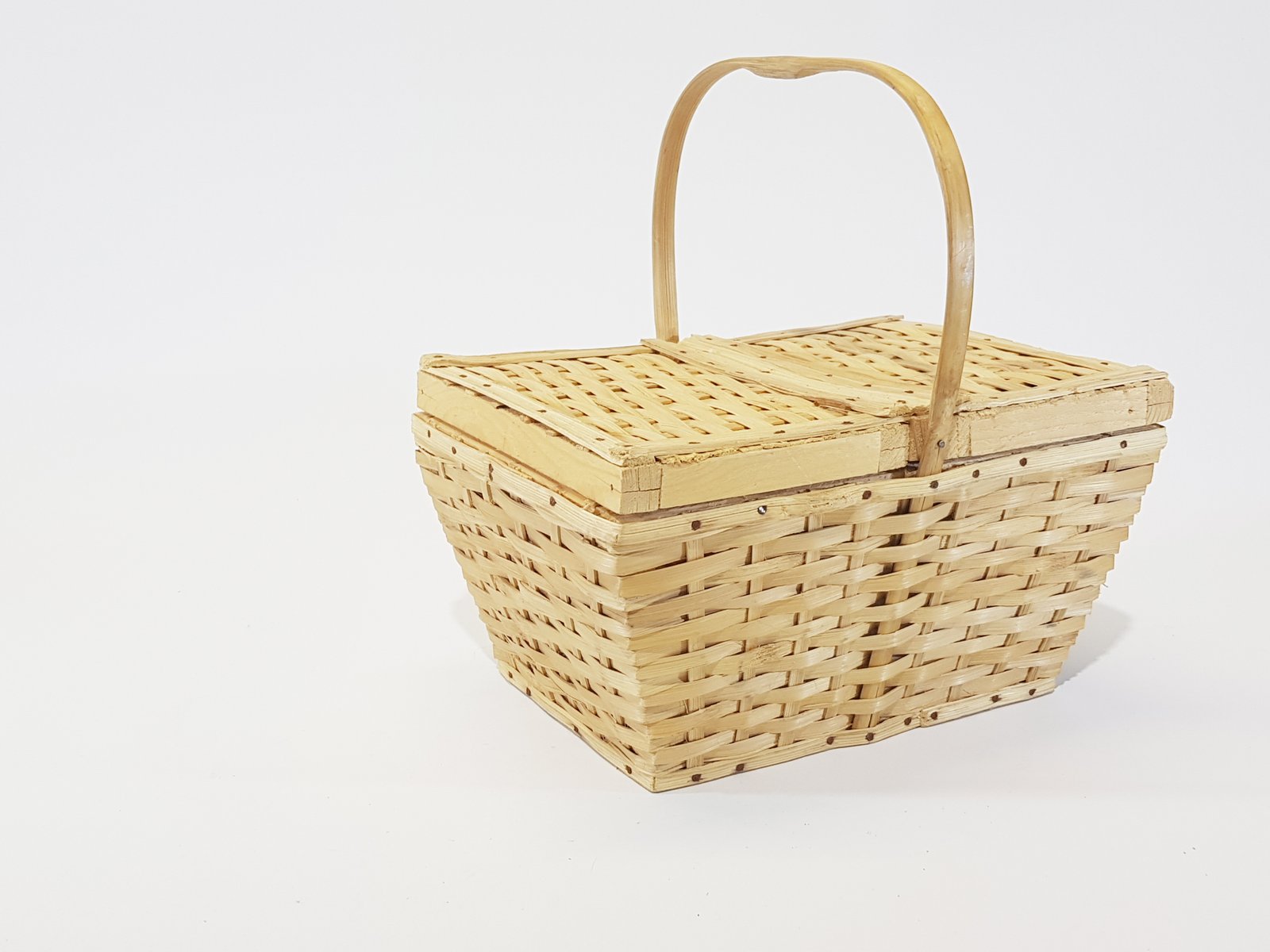 Canasta Picnic Con Tapa Doble Fondo Amarillo Pequeña