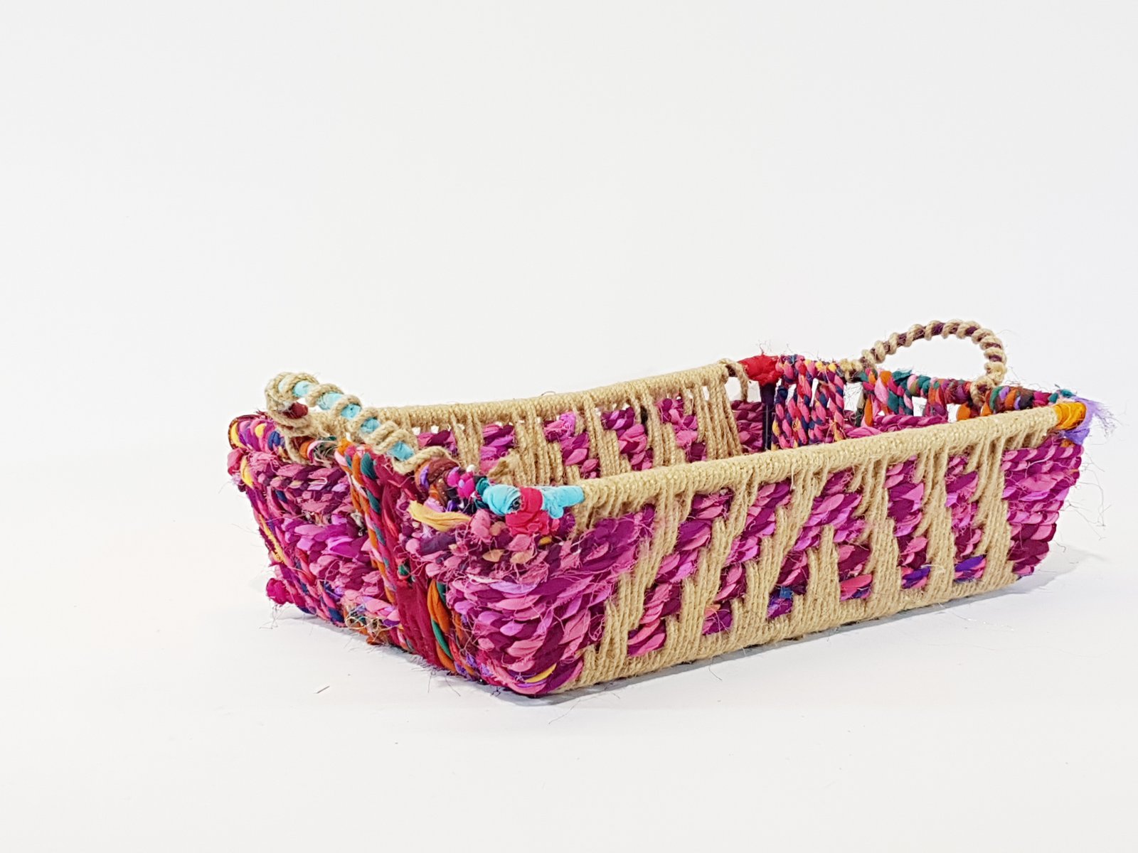 Canasta Rectangular Con Agarraderas Hilo Morada