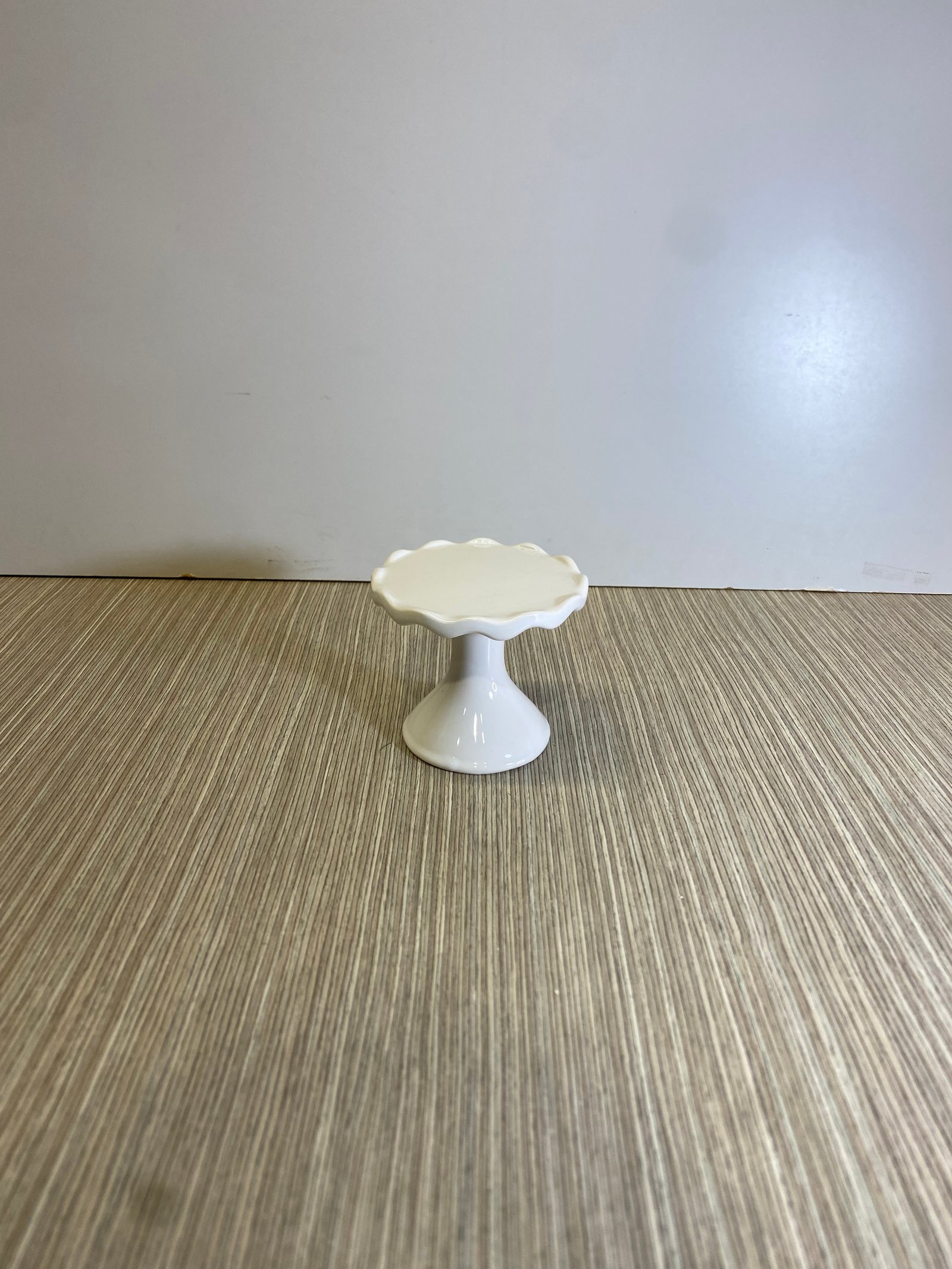 Base Candelabro Ceramica Blanca Base Borde Moras 9 Largo X 10 Diametro
