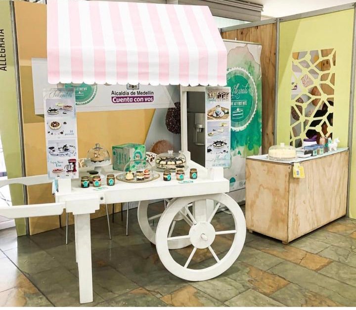 CARRITO DULCES MAS LONA RAYAS ROSADA 