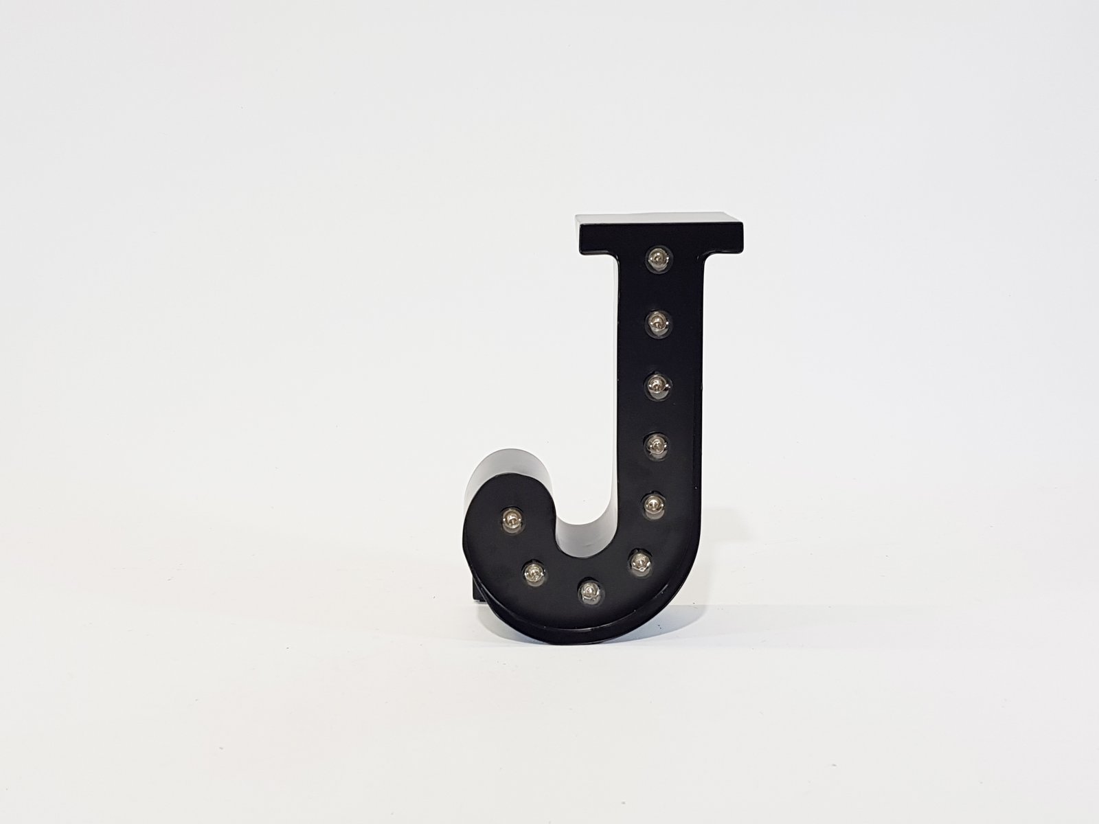 Letra J Negra Metalica Con Luz