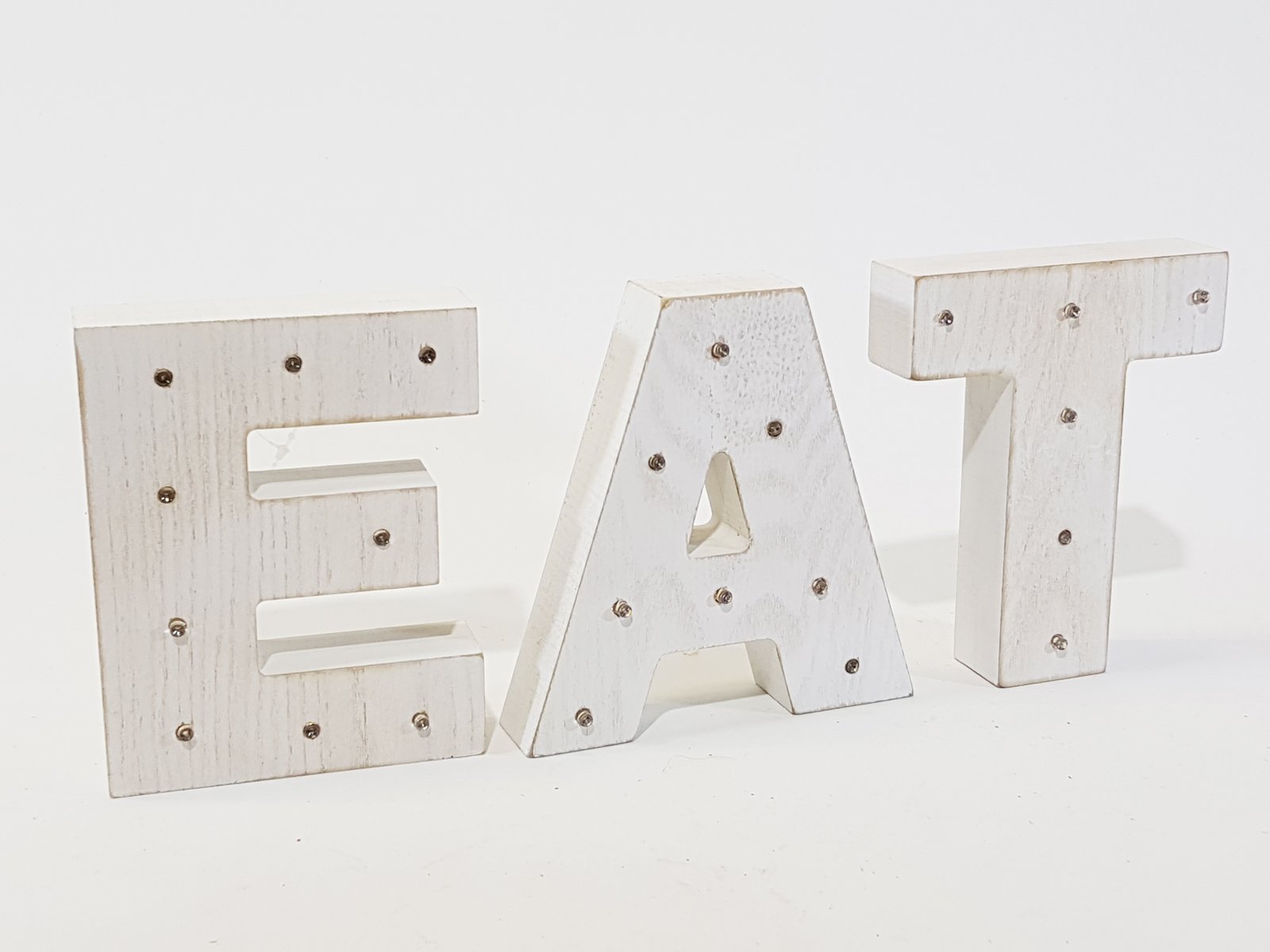 Letras Madera Decape Con Luz Eat O Tea