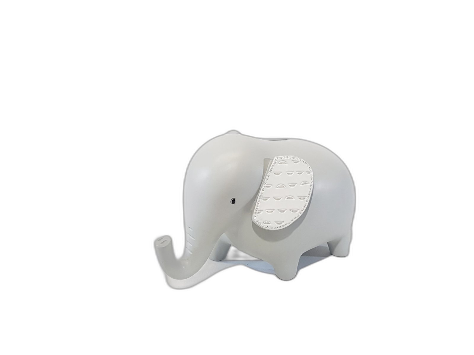 Elefante Ceramica Gris Orejas Blancas